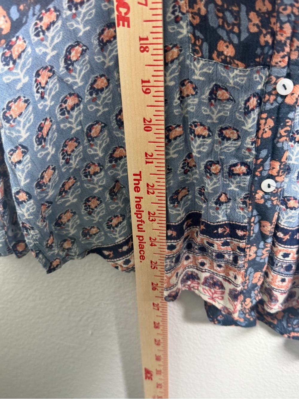 Free People Patterned Button-Front Colorblock Patchwork Boho Top Size S - Picture 12 of 14